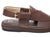 Brown sandal with a gold buckle on a white background